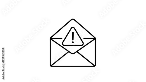 Spam email warning line icon, a single vector illustration of a phishing alert message or important notification