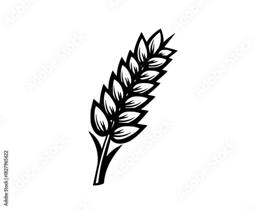 Elegant Simplicity: Black White Wheat Icon - Flat Design | Clean, isolated vector art for creative projects.