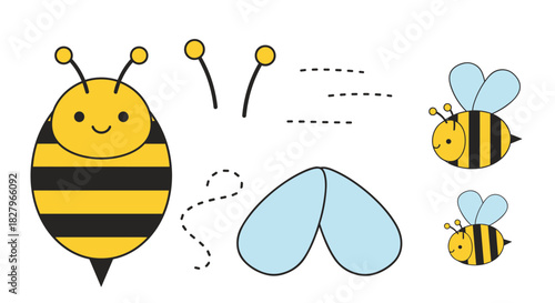 Cute cut and glue paper craft activity for preschool children to create their own adorable smiling honey bee.