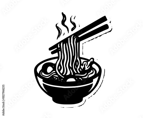 Aromatic Asian Ramen Bowl Slurp-Ready Chopsticks | Clean, isolated vector art for creative projects.