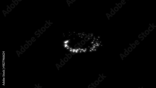 Magical white glitter sparkles  star line trails swirling , glowing white stars, shimmer particle motion, glitter confetti burst, starlight doodle curves, sparkling dust transition on black screen. 4K