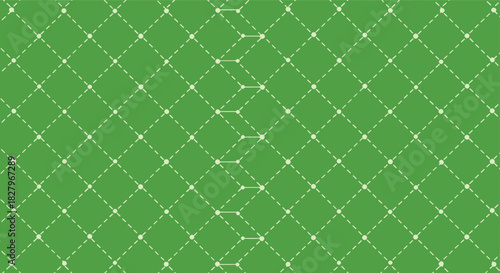 A simple and modern abstract green background featuring a seamless geometric pattern of interconnected white dots forming a diamond grid.