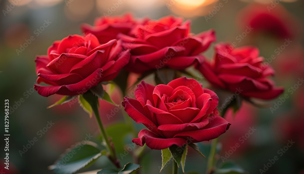 Naklejka premium AI Generated Red rose flower, a beautiful picture of pink colour flower plant A symbolisation of love