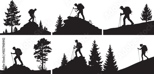 Collection of six distinct silhouette illustrations featuring diverse subjects