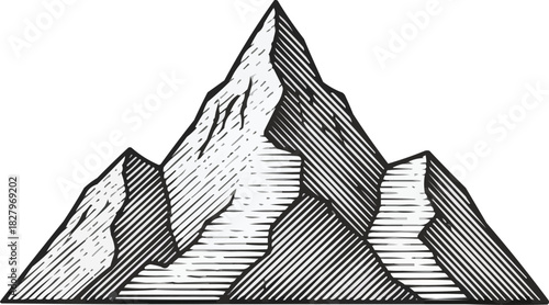 Stunning mountain peak engraving, adventure awaits