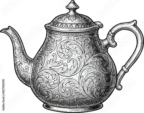 Elegant vintage teapot with intricate floral detail