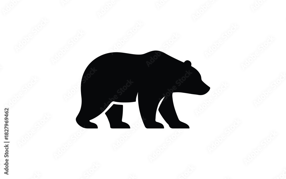 Fototapeta premium Bear silhouette walking simple icon vector graphic illustration animal