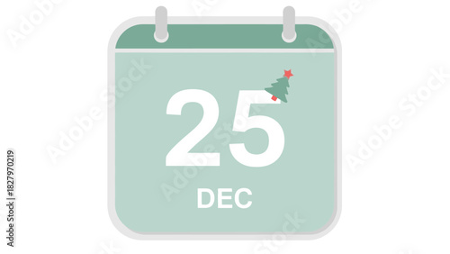 Calendar icon showing December 25th with a Christmas tree.