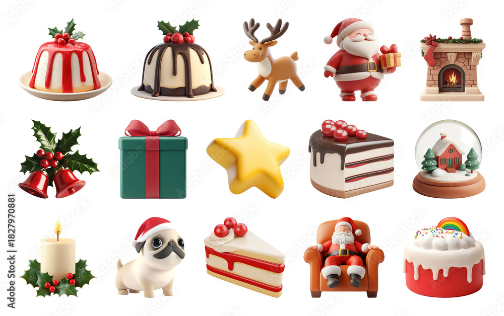 Fototapeta premium PNG Festive holiday icons collection, element set on transparent background