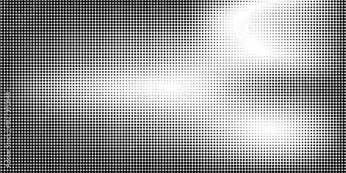 Halftone radial texture. Comic style grain background. Pop art faded textured frame. Grunge speckle effect. Dotted particles print wallpaper. Pixelated gradient vector backdrop