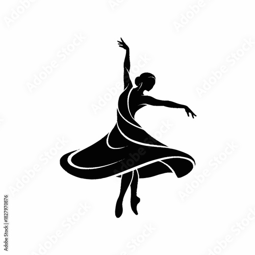 Graceful Ballerina Silhouette Dancing with Elegance and Fluid Motion.