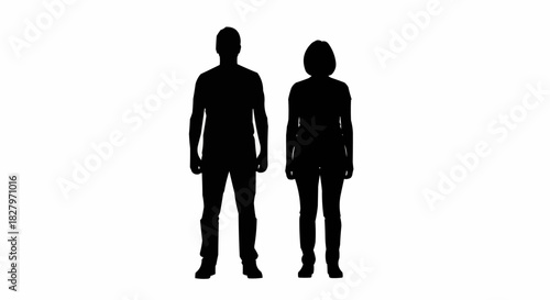 Silhouettes of a man and a woman standing side by side.