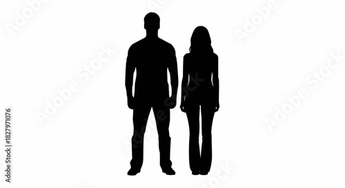 Silhouette of a man and woman standing side by side.
