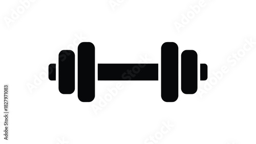 Dumbbell icon simple flat vector glyph isolated on white background for fitness apps and gym infographics