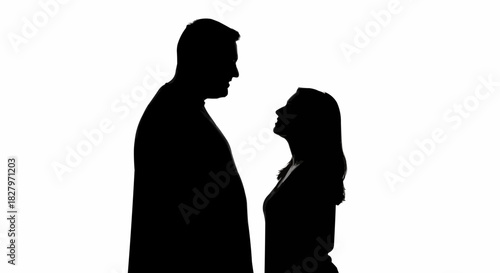 Silhouette of a Man and Woman in Intimate Conversation.