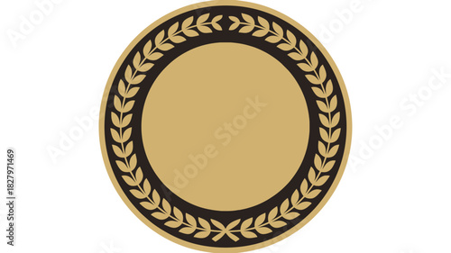 Gold laurel wreath vector frame elegant circle border design element isolated on a white background