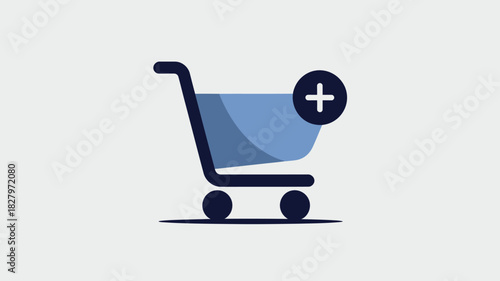 Shopping cart icon with plus sign simple flat vector illustration for e-commerce and online retail isolated on white background