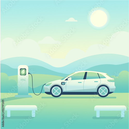 an electric car charging illustration