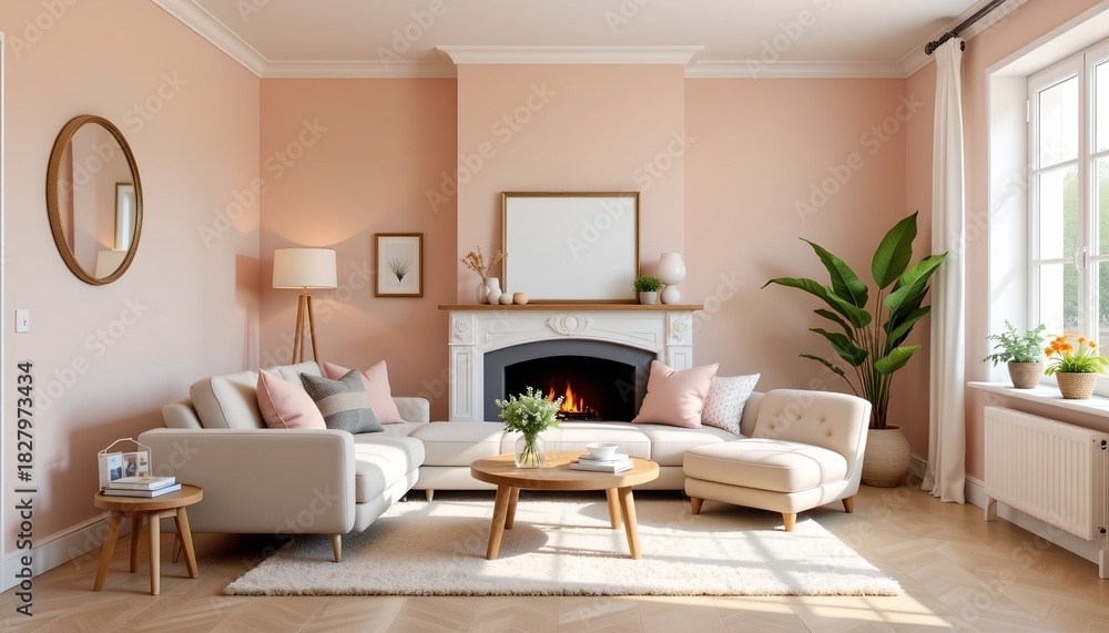 Fototapeta premium A modern living room with an open floor plan that allows for easy flow between spaces
