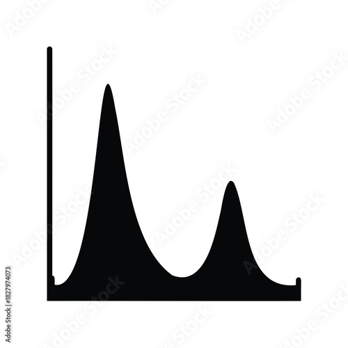 Twopeak graph illustrating signal intensities, experimental data, and analytical measurement