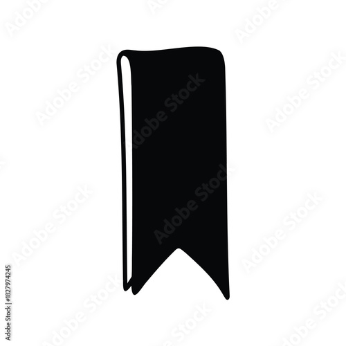 Silhouette of a black bookmark, used to mark place in a book