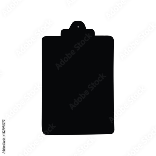 Black silhouette of a clipboard on a white background ready for writing
