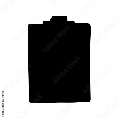 Black silhouette of a clipboard with document holder, isolated on white