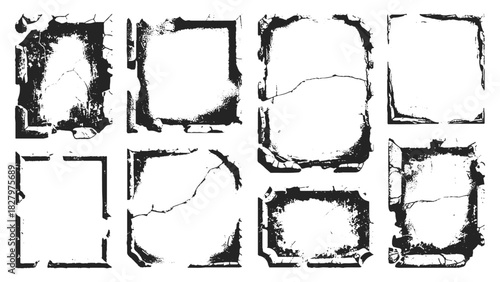 Grunge frame border texture on isolate background. Old grunge frame with dust texture.