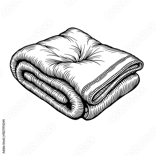 Soft folded blanket with stitched detail in cozy form Concept of winter warmth and indoor comfort - cozy - seasonal
