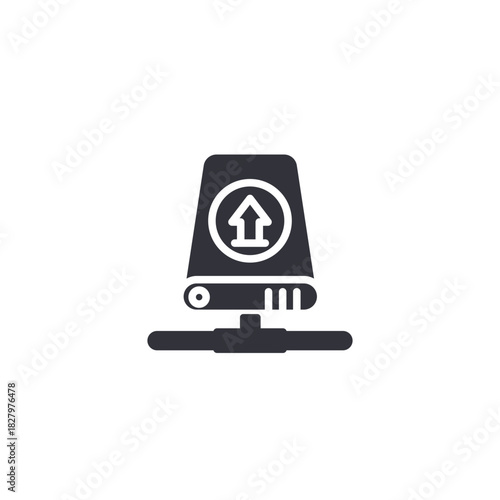 A secure data device icon featuring a shield symbol, representing digital protection, cybersecurity, safe storage, and reliable information management systems.