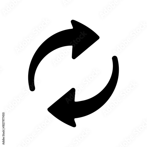 Circular arrow refresh sync repeat rotation black and white design element