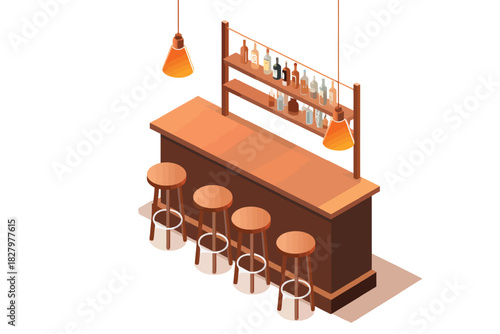 Bar counter with lamps isolated vector style with transparent background illustration