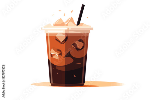 Iced coffee isolated vector style with transparent background illustration