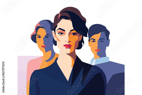 abstract portrait of woman i isolated vector style with transparent background illustration