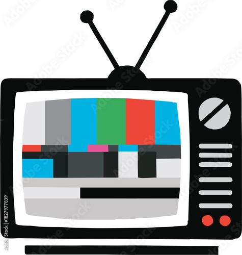 Nostalgic retro television with vibrant color bars, a reminder of vintage broadcasting and classic television shows, perfect for a throwback theme