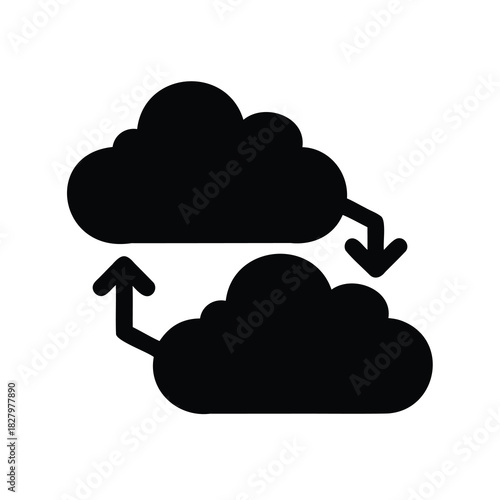 Cloud computing data sync icon illustration for software, online network, file transfer