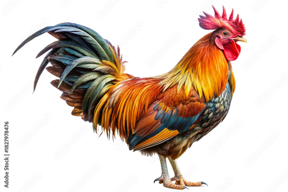Fototapeta premium Rooster Bird Isolated on Transparent Background