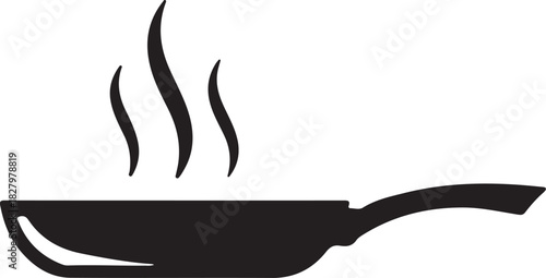 Frying Pan with Steam Icon Cooking Kitchen and Hot Food Symbol