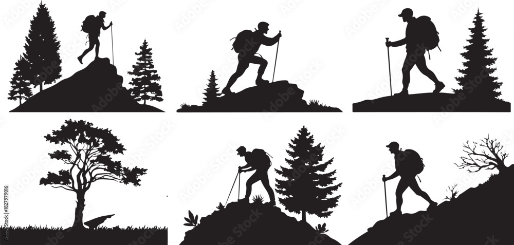 Obraz premium Collection of six distinct silhouette illustrations