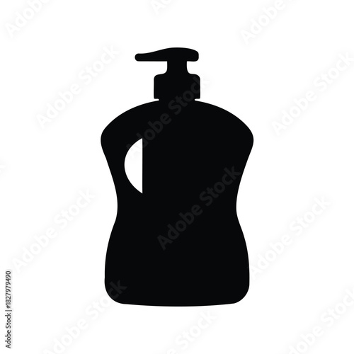 Simple black silhouette of a liquid soap or lotion dispenser bottle