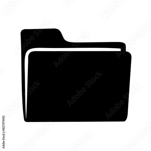 Illustration of a simple black folder used for organizing digital files