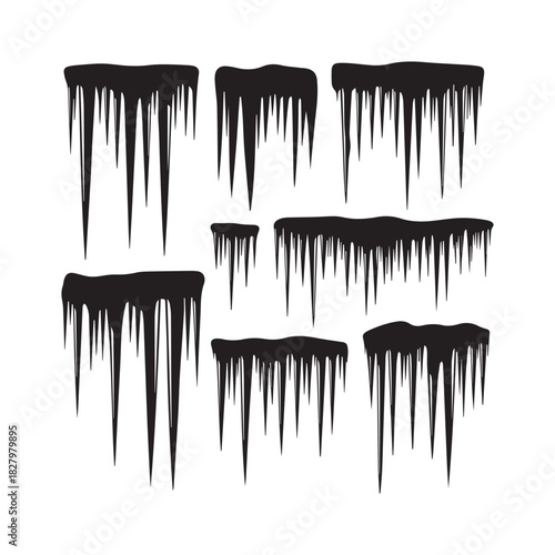 Winter Icicle Silhouette Vector Set
