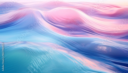 Soft Water Waves In Pastel Pink And Blue Hues Create A Calm And Serene Scene Inspired By Abstract Ocean Art And Summer Vibes