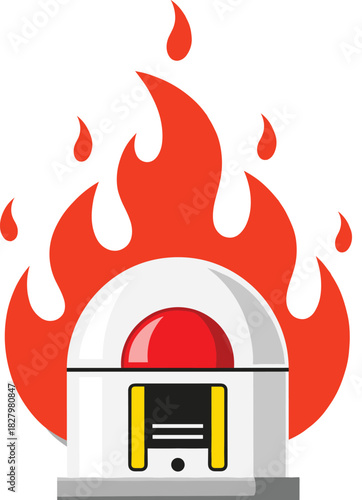 Hot Music Jukebox Vector Retro Music Player on Fire for Party, Event, or Entertainment.