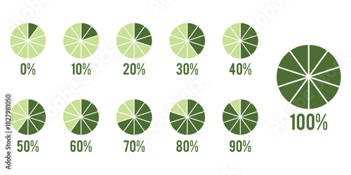 Pie chart set. Circle percentage diagram for application infographic, UI, web design, business presentation, marketing map or download progress. Mockup of circle graph loading progress. eps 10