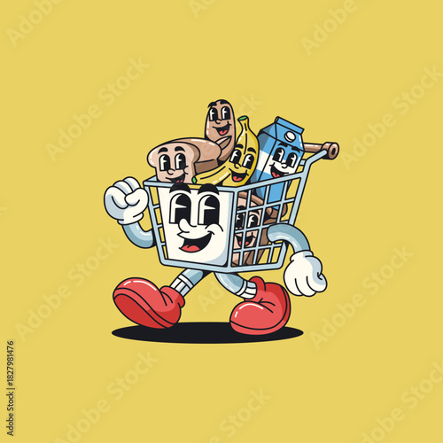 Cartoon Cute market martes Vector illustration hand drawn