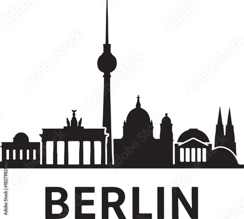 PrintBerlin skyline silhouette with famous landmarks