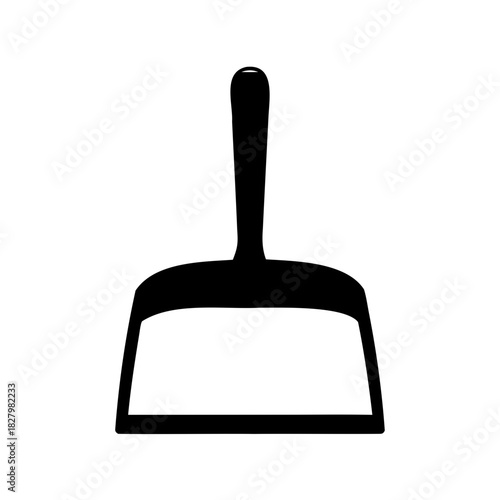Black silhouette of a dustpan, an essential cleaning tool for the home