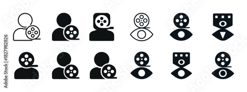 Collection of film and video camera icons in various styles