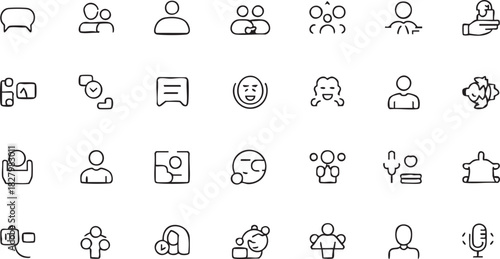 Minimalist user profile and social media communication line icon set